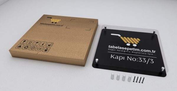 KAPI ÖNÜ TABELASI 20X20 SİYAH ( ÇİÇEK SERİSİ ) - Görsel 2