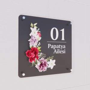 KAPI ÖNÜ TABELASI 30X30 SİYAH ( ÇİÇEK SERİSİ )