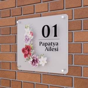 KAPI ÖNÜ TABELASI 30X30 BEYAZ ( ÇİÇEK SERİSİ )