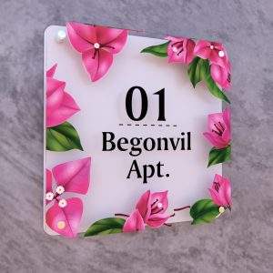 KAPI ÖNÜ TABELASI 20X20 BEYAZ ( ÇİÇEK SERİSİ )