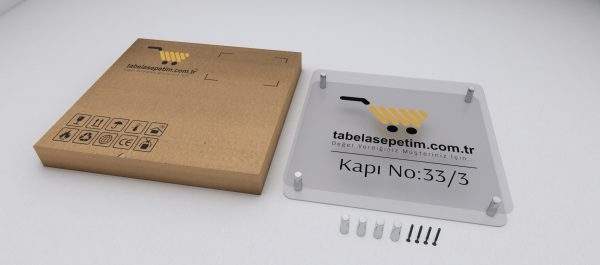 KAPI ÖNÜ TABELASI 45X45 BEYAZ( ÇİÇEK SERİSİ ) - Görsel 2