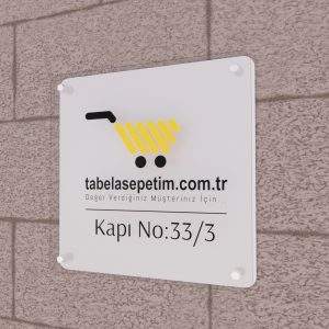 KAPI ÖNÜ TABELASI 45X45 BEYAZ( ÇİÇEK SERİSİ )