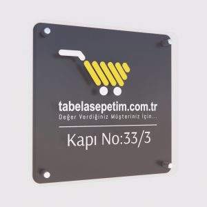 KAPI ÖNÜ TABELASI 45X45 SİYAH ( ÇİÇEK SERİSİ )